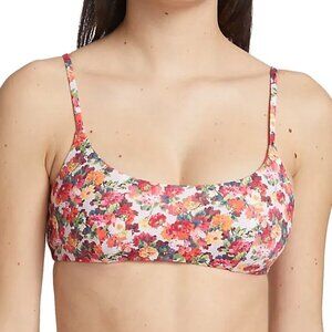 ONIA 'Sarita' Liberty Floral Garden Bikini Swimsuit Top, Spiced Coral Multi